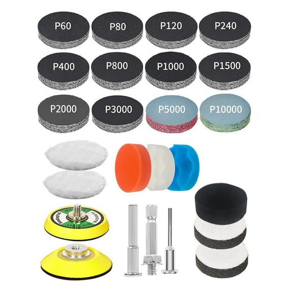 2 Inch Sanding Discs Drill Polishing Kit, 193PCS Car Headlight Restoration Kit, Hook & Loop Wet Dry Buffing Pads