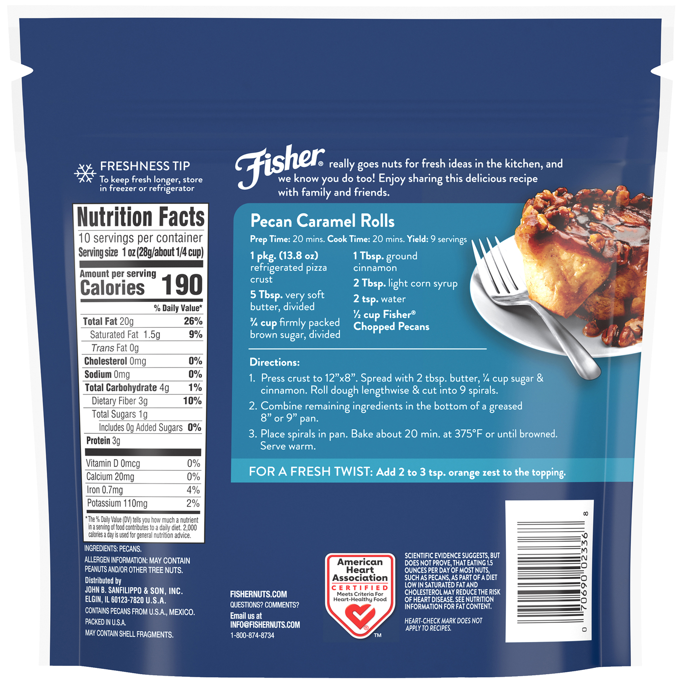 Fisher Chef's Naturals Gluten Free, No Preservatives, Non-GMO Chopped Pecans, 10 oz Bag - image 3 of 10