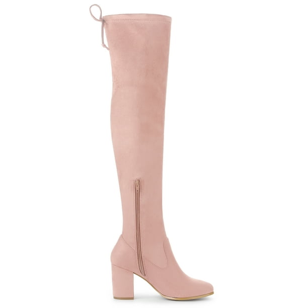 Pink over the knee boots best sale