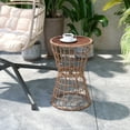 thumbnail image 3 of BizChair Indoor/Outdoor Natural Finish Rattan Rope Table with Acacia Wood Top, Fade and Weather Resistant, 3 of 10