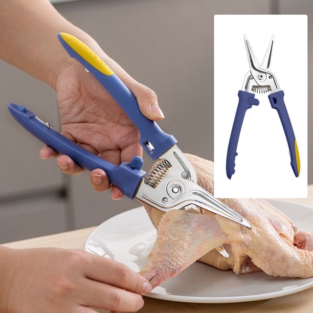Kitchen Scissors Multi Functional Stainless Steel 25.8 cm with Self Retracting Spring and Ergonomic Plastic Handle