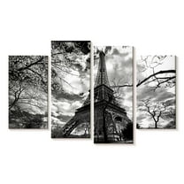 Elephant Stock Eiffel Tower Vintage Wall Art - Horizontal Multi Panel Canvas - Living Room Wall Decor - Places Multi Panel - Black And Gray Decor By Philippe Hugonnard - 52" x 32"