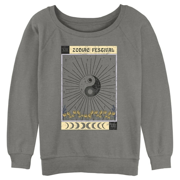 Junior's Lost Gods Zodiac Festival Yin and Yang  Sweatshirt Gray Heather Small
