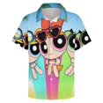 thumbnail image 5 of The Powerpuff Girls Casual Short Sleeve Shirt Lapel Collar Shirt Summer Beach Shirt 2XL, 5 of 8