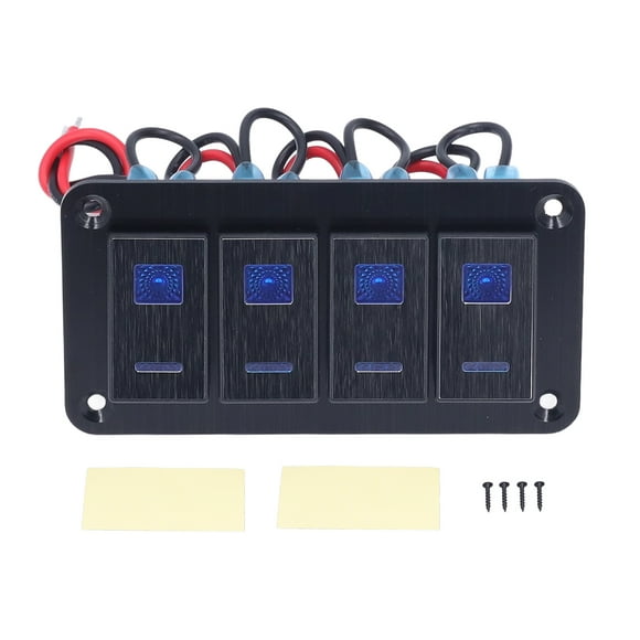 Rocker Switch Panel,Black 4 Gang Rocker Waterproof Rocker Switch Panel ON Off Rocker Switch Panel Rapid Response