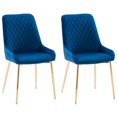 thumbnail image 1 of CorLiving Nash Set of 2 Velvet Diamond Tufted Indoor Side Chairs with Gold Flared Metal Legs, 1 of 9