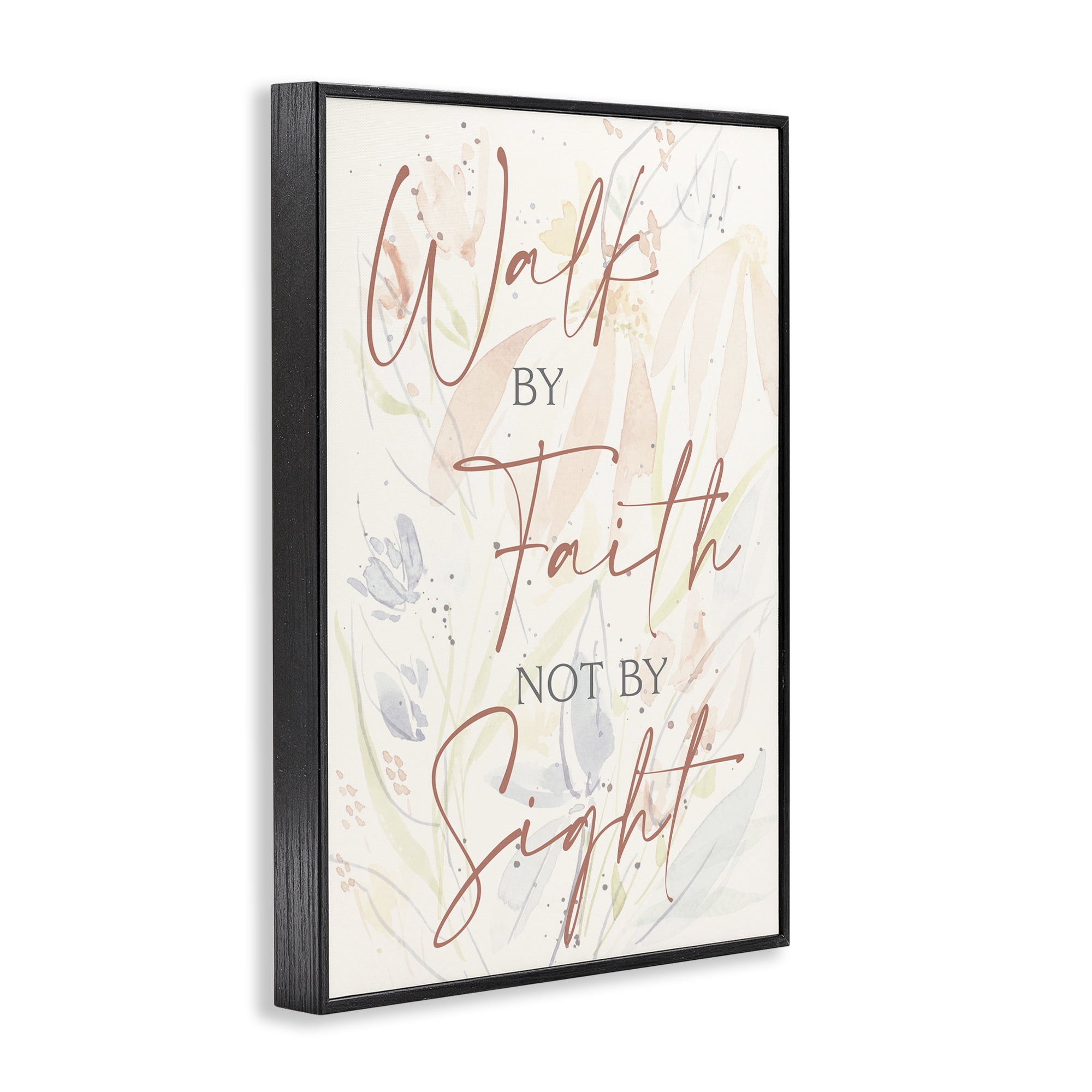 Stupell Industries Walk By Faith Phrase Religious Painting Black Framed Art Print Wall Art, 20 x 30