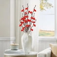 thumbnail image 4 of XJGHHSY 5 Pcs Artificial Red Plum Blossom Faux Flowers Silk Simulation Flowers Bouquet for Home Kitchen office DIY Hotel Vase Centerpieces Decoration,Red, 4 of 8