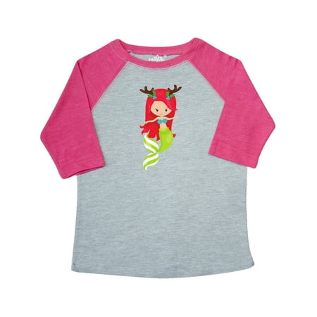 

Inktastic Christmas Mermaid Mermaid With Antlers Mistletoe Gift Toddler Toddler Girl T-Shirt