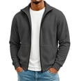 thumbnail image 3 of Eygvbb Men's Full Zip Up Sweatshirt Stand Collar Casual Jacket With Pockets Long Sleeve Fleece Lined Outerwear Fall Winter Athletic Wear Basic Top, 3 of 9