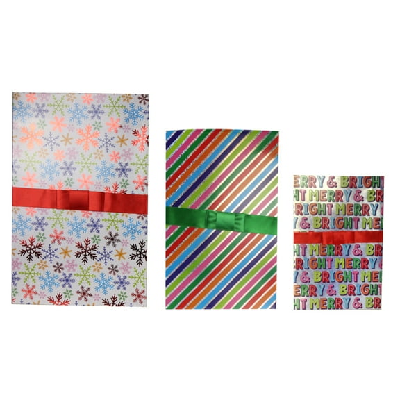Wrap In A Hurry Christmas Apparel Box Set, Rainbow Words, Assorted Sizes, 3 Count