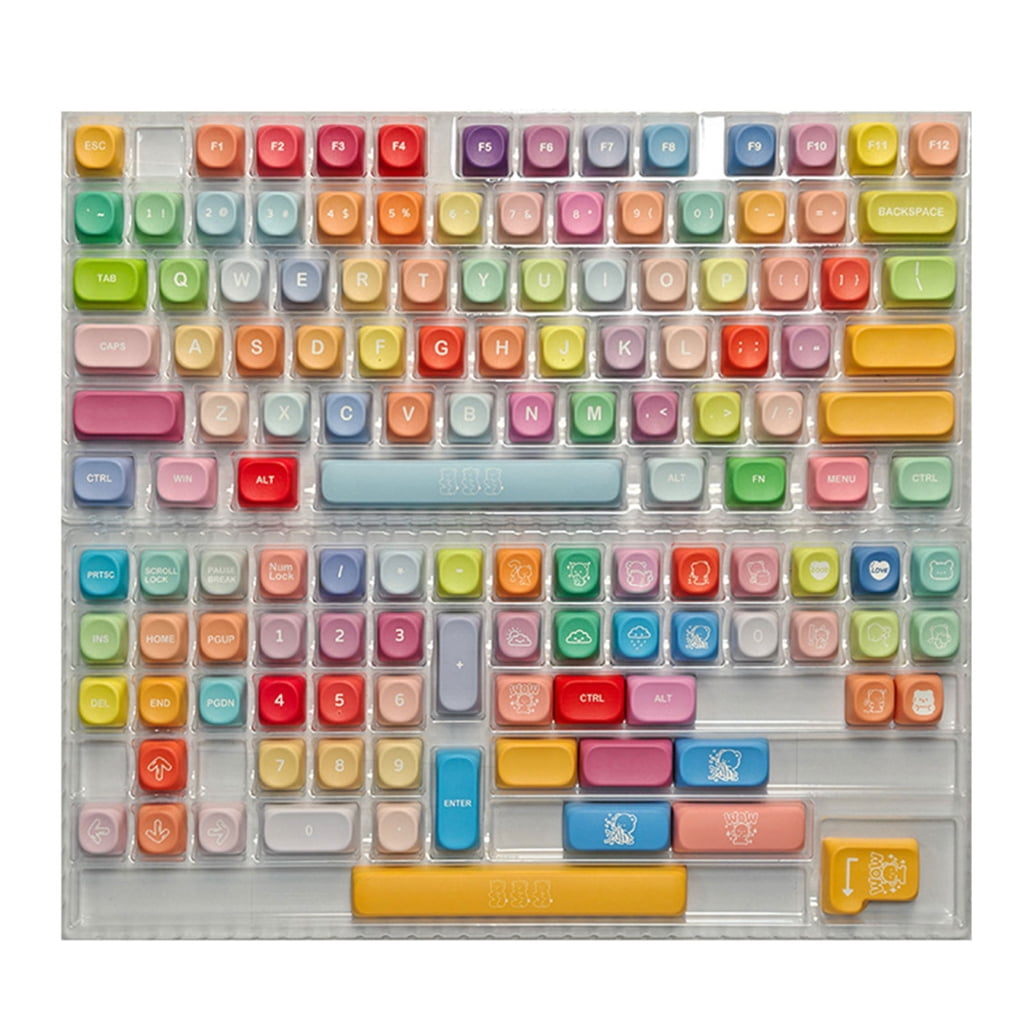 132Key Dyes Sublimated PBT Colorful Keycap Set For MX Mechanical Keyboards MOA Profile AntiShine