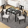 thumbnail image 2 of 5-Piece Dining Set, Compact Wooden 44-inch Rectangular Dining Table& Chair Set for Home, Apartment w/ 4 Chairs, Padded Seats & Backrests, Wooden Frame for Kitchen and Dining, 2 of 9