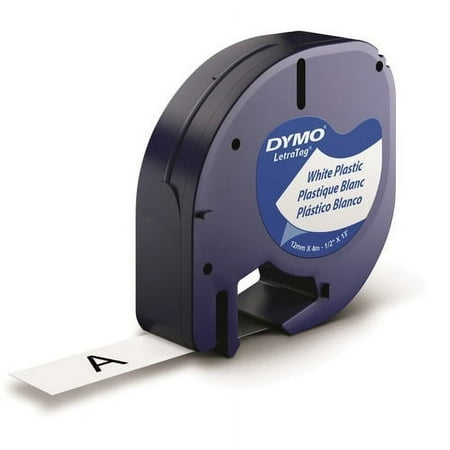Dymo LetraTag Labelmaker 1/2" Plastic Labels 0.50" Width - White - Plastic - 6 / Pack