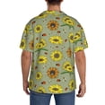 thumbnail image 3 of Rateoe Sage Green With Sunflowers Pattern Men's Short Sleeve Classic Shirt, Casual Short-Sleeved Shirt, Lightweight Summer Shirt, Cuban Collar Shirt,Button-Front Shirt-Large, 3 of 5