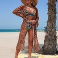 thumbnail image 2 of DAFEI Women's Plus Size 3 Piece Swimsuits Triangle Bikini Set with Drawstring Semi Sheer Cover Up Bathing Suit, 2 of 8