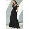 thumbnail image 2 of Womens Long V-Neck Ruffle Sleeveless Bridesmaid Prom Gown Maxi Dress, 2 of 5