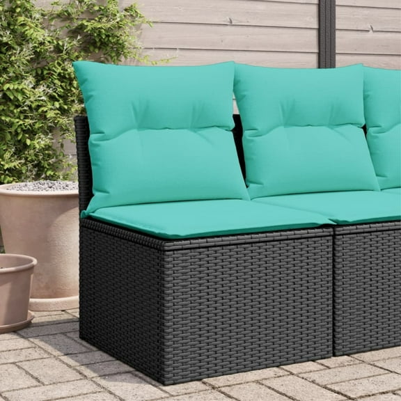 Casafoyer Patio Sofa Armless with Cushions Black Poly Rattan