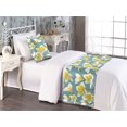 thumbnail image 2 of Plumeria Pattern Bed Runner Set, Simple Design Modern Flowers with Reduncles of Spring Print, Decorative Bedding Scarf & a Pillow Sham for Hotels Homes, Twin, Mustard Cadet Blue White, by Ambesonne, 2 of 3