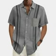 thumbnail image 4 of Mens Bowling Shirts Hawaiian Shirt Big and Tall Retro Button Up Vintage Guayabera Camp Shirt Gray 4XL, 4 of 4