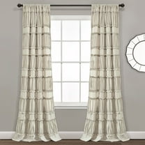 Lush Decor Nova Ruffle Ruffle 84" x 42" Textured Neutral 100% Polyester 3" Rod Pocket Pair Window Panel