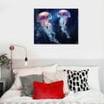 thumbnail image 4 of Nawypu Ocean Jellyfish Wall Art Nautical Sea Life Pictures Wall Decor Blue Fantastic Cosmic Canvas Prints Framed Modern Jellyfish Painting Artwork For Bathroom Kitchen Living Room Dining Room Office, 4 of 4