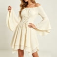 thumbnail image 5 of SAWOBUUN Women Renaissance Medieval Fairy Dress Long Sleeve Off Shoulder Corset Midi Dress Gothic Halloween Party Dress, 5 of 9