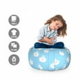 thumbnail image 2 of Blue and White Storage Toy Bag Chair, Boys and Girls Pattern with Polka Dots and Smiling Happy Clouds, Stuffed Animal Organizer Washable Bag, Small Size, Pale Blue and White, by Ambesonne, 2 of 3