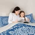 thumbnail image 4 of jejeloiu Nautical Vintage Floral Queen Comforter Set For Men Women,Paisley Print Comforter Sets Queen,Blue White,Light Gray Reversible,3 Pieces,1 Comforter and 2 Pillowcases, 4 of 7