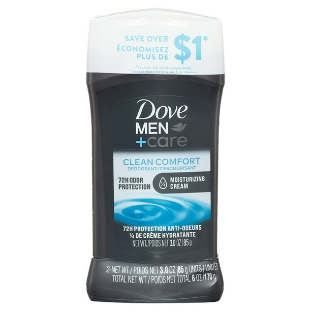 Dove Men+Care 72H Odor Protection Deodorant Stick, Clean Comfort, oz (2 Pack)