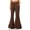 Brown, variant on Women's High Waist Double Tier Ruffle Hem Flare Pants, Soft Bell Bottom Trousers with Pockets, Stretchy Casual Wide Leg Lounge Pants for Daily Wear Red S