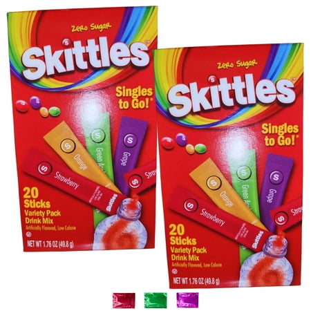 Skittles Variety Pack Drink Mix Singles 2 Boxes 40 Servings Total Zero Sugar Low Calorie Powdered Beverage Assorted Sticks Water Hydration Summer Party Drinks w/ Snoep in Beperkte Oplage Skittles Variety Pack Drink Mix Singles 2 Boxes 40 Servings Total Zero Sugar Low Calorie Powdered Beverage Assorted Sticks Water Hydration Summer Party Drinks w/ Snoep in Beperkte Oplage