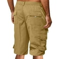 thumbnail image 3 of Mens Shorts Cargo, Elastic Waist Bermuda Shorts Summer Casual Loose Fit Multi Pockets Outdoor Jogger Short Cargos Light Brown L, 3 of 5