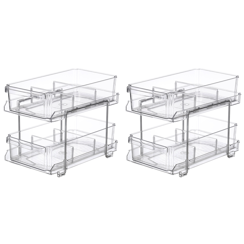 Delamu - Organizadores Y Almacenamiento De 2 Niveles Para Debajo Del Fregadero Del Baño, Multiuso, Apilables, Organización De Cocina Y Despensa, Organizador Extraíble Para Gabinete De Medicina Con