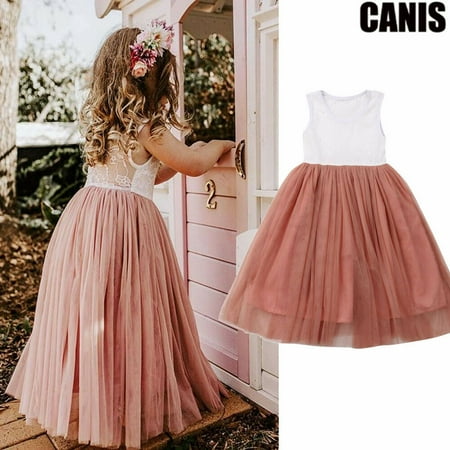 

Kids Baby Flower Girl Dress Lace Tulle Party Bridesmaid Gown Dresses Sundress