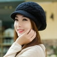 thumbnail image 3 of ICHUANYI Winter Visor Beanie Hat for Men and Women Brim Knit Billed Cap Thick Solid Color Hats, 3 of 4