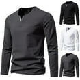 thumbnail image 5 of gakvbuo Henley Shirts For Men Long Sleeve Button Down Shirts Slim Fit Cotton Lightweight Basic Pullover T-Shirt Blouses, 5 of 5
