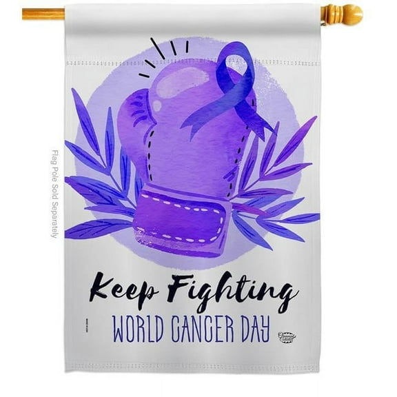 Ornament Collection H192418-BO 28 x 40 in. Keep Fighting House Flag with Support Awareness Double-Sided Decorative Vertical Flags Decoration Banner Garden Yard Gift