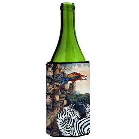 Zebra Wine Bottle - Zebras and Parrots Wine Bottle Beverage Insulator Hugger JMK1200LITERK