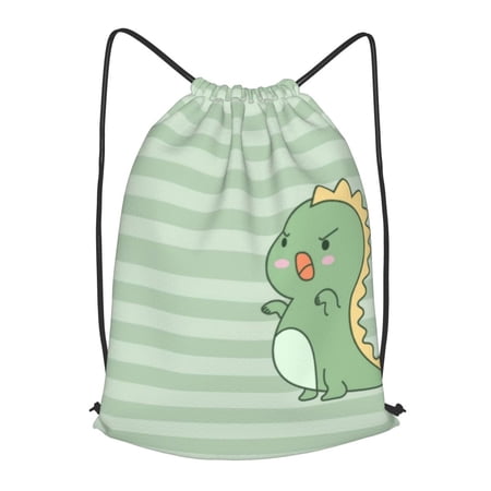 XMXT Waterproof Gym Bag, Little Dinosaur Pattern Drawstring Backpack for Men, s Green