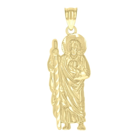 10kt Real Yellow Gold Mens Saint Jude Religious Charm Pendant