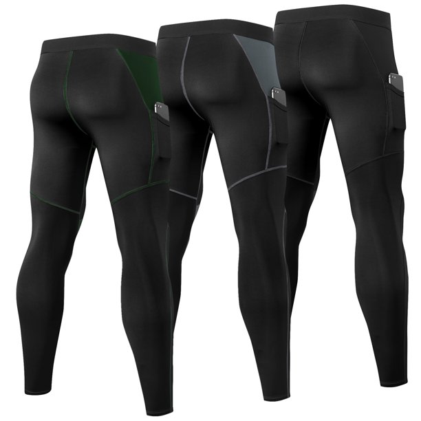 TFixol 3 paquetes de pantalones de yoga de cintura alta para hombre, deportes de secado rápido