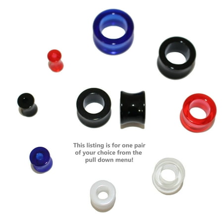 - Lex & Lu Pair of Acrylic Double Flared Tunnel Ear Plug Gauges 6 Gauge Thru 5/8