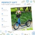 thumbnail image 4 of Aosom Youth Scooter, Kick Scooter with Adjustable Handlebars, Double Brakes, 16" Inflatable Rubber Tires, Basket, Cupholder, Blue, 4 of 9