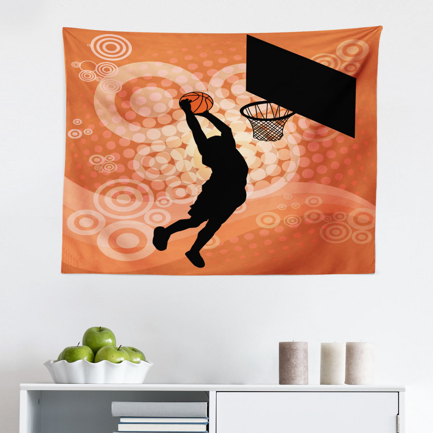 Basketball Tapestry, Old Brick Wall and Basketball Hoop Rim Indoor Training  Exercising Stadium Picture, Fabric Wall Hanging Decor for Bedroom Living  Room Dorm, Sizes, Brown, by Ambesonne