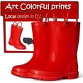 thumbnail image 7 of Kushyshoo Little Big Kids Rain Boots Boys Girls Red Solid Boots Size 12, 7 of 7