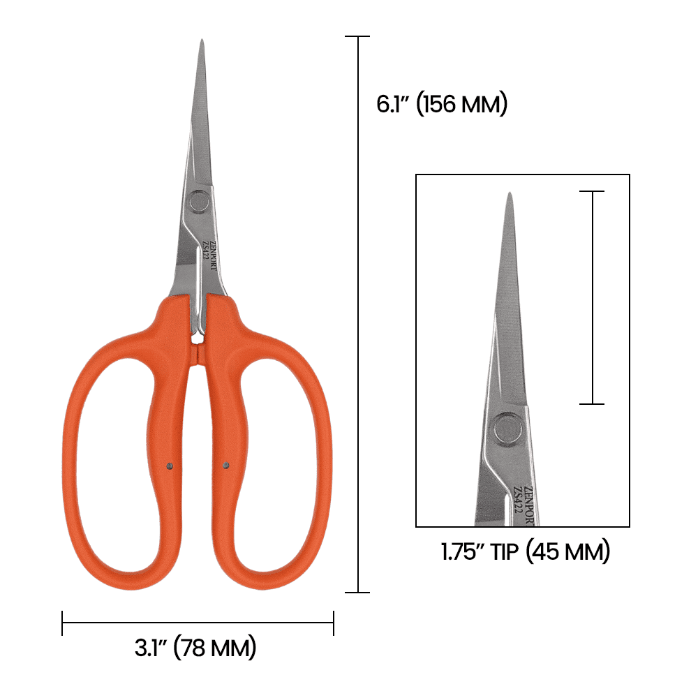 Zenport ZS422 Straight Blade MasaMasa Scissors, Orange, 1.4 Inch Stainless Steel Blades, Orange
