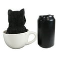 thumbnail image 5 of Lifelike Adorable Black Kitten Cat in White Tea Cup Pet Pal Figurine 5.75" Tall, 5 of 6