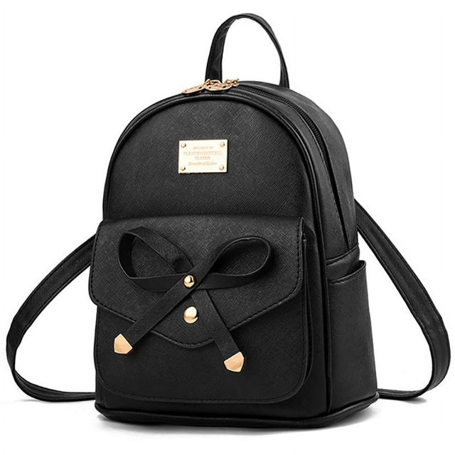 Mini Sac à Dos pour Femmes Mode Nœud Papillon Mignon Sac à Dos Décontracté en Faux Cuir