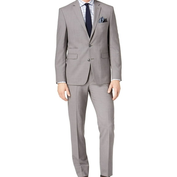 Vince Camuto Mens Slim Fit Two Button Formal Suit, Grey, 38 Short / 31W x UnfinishedL